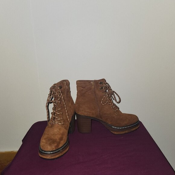Altar"D State Piper Heeled Boots In Whiskey Brown Lace up & Side Zip up size 9 - Picture 4 of 12